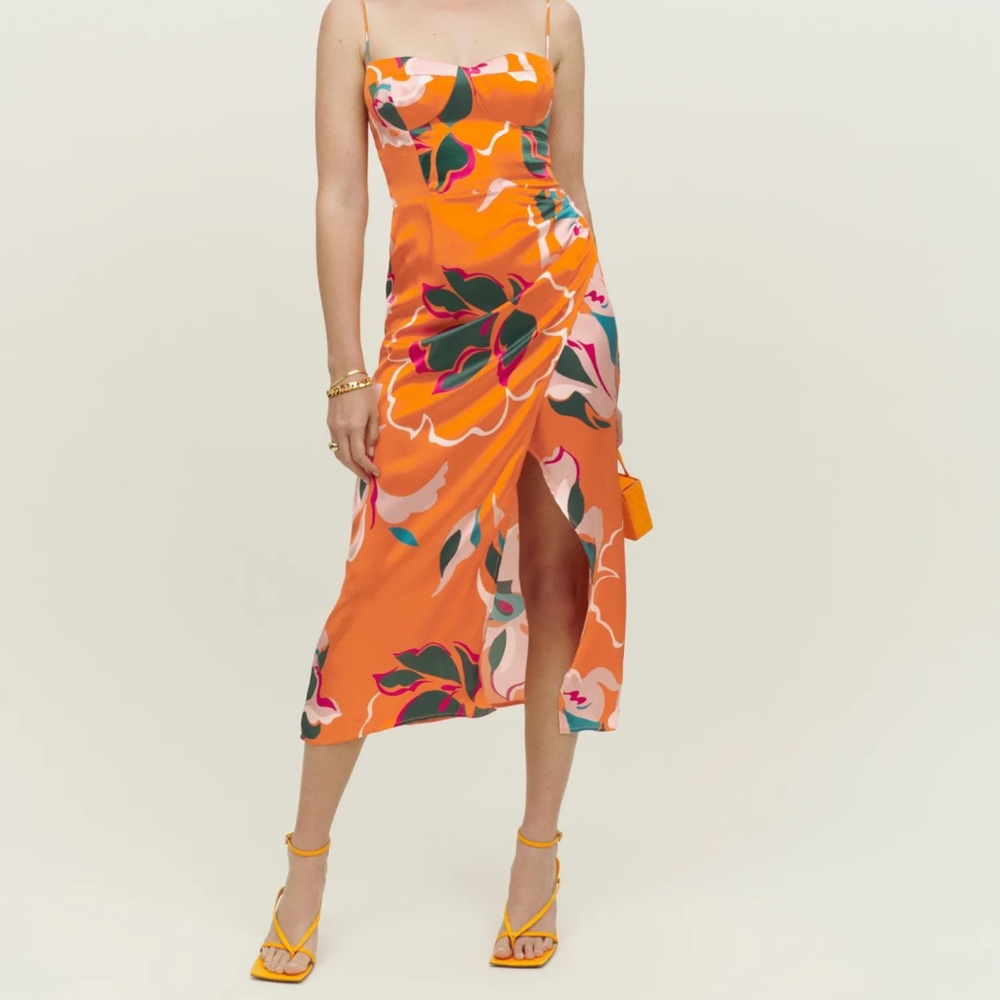 Reformation Marguerite Silk Dress in Electra